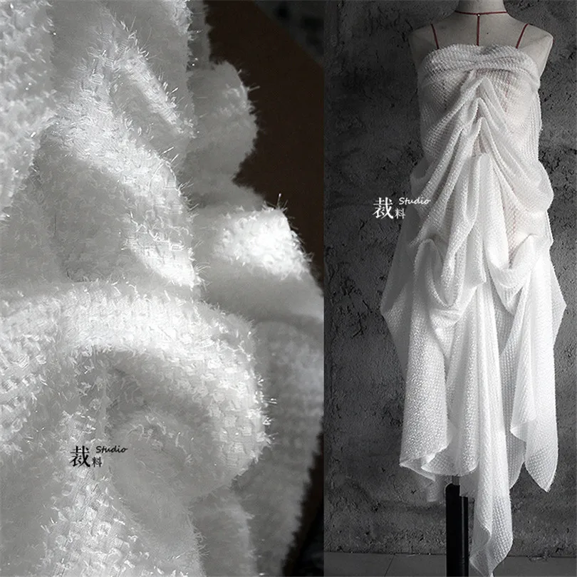 

45cm*150cm/piece Awakening high-grade three-dimensional texture embroidered chiffon mesh dress dress fabric designer fabrics