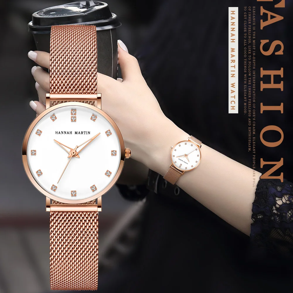 

Rose Gold Watch Women Luxury Brand Jewerly Ladies Quartz Wrist Watches 32mm Small Rhinestone Diamond Clock Female montre femme