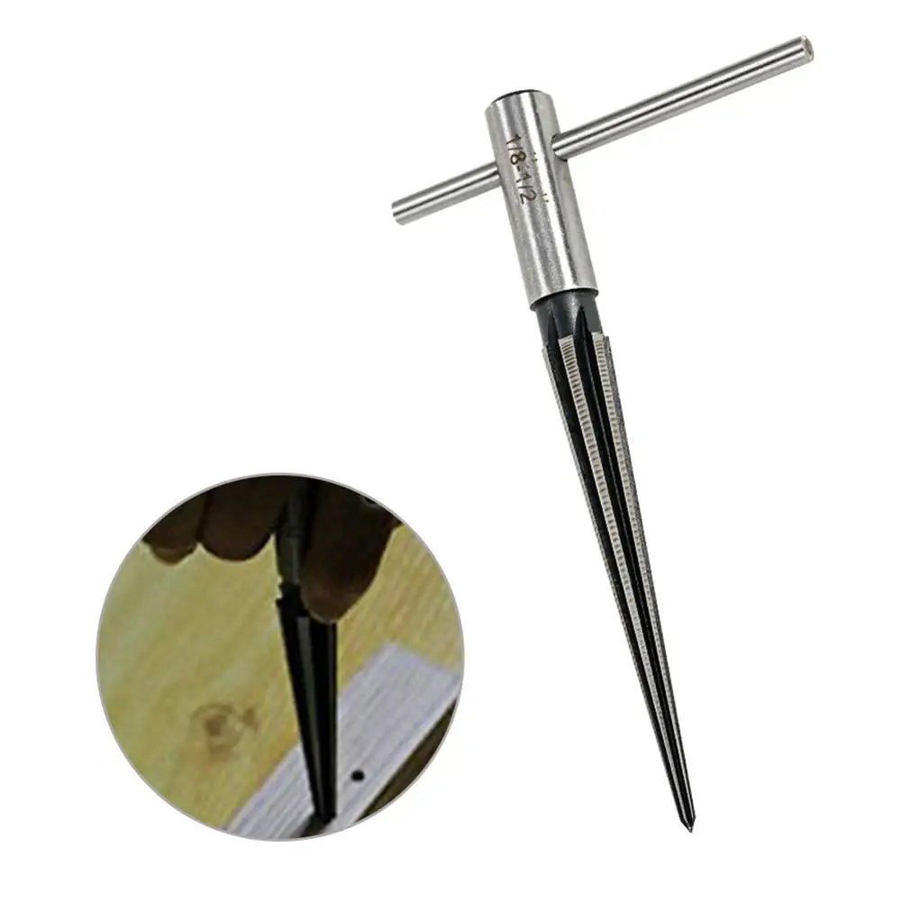

1/8 to 1/2 inch Bridge Pin Hole T Handle Taper Reamer Woodworking Cutting Tool