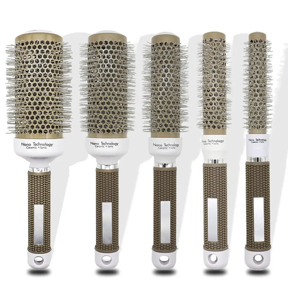 

5-size Styling Ceramic Hair Comb Dressing Brushes High Temperature Resistant Ceramic Iron Round Combs Hair Style Tool Hairbrush