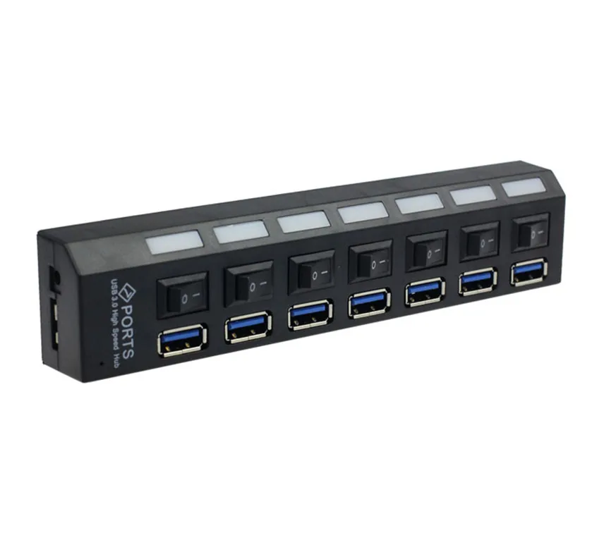 7 портов USB 3,0 концентратор Скорость с адаптером питания для ПК LapNotebook