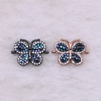 

8 Pcs Wholesale Double hoops butterfly charms micro pave Colorful Zircon Copper Charms jewelry charms Gift for lady 3535