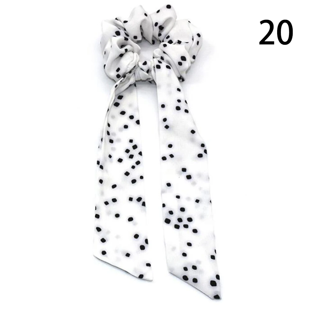 New Leopard Snake Floral Dot Streamers Scrunchies Women Hair Scarf Elastic Bow Hair Rope Ribbon Band Girls Hair Accessories - Цвет: A20