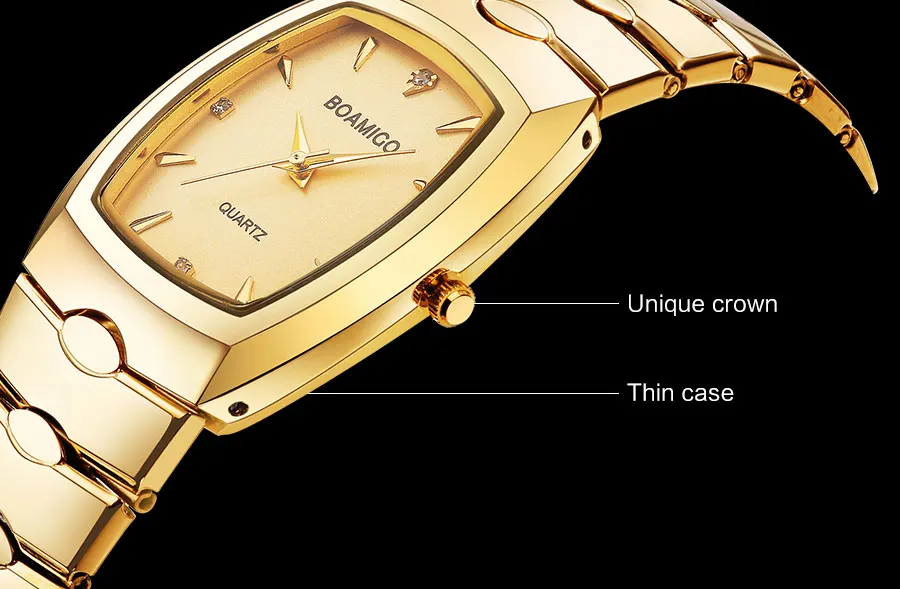 Boamigo Мужские часы Роскошные модные кварцевые часы золотые из нержавеющей стали портативные деловые наручные часы Мужские часы relogio masculino