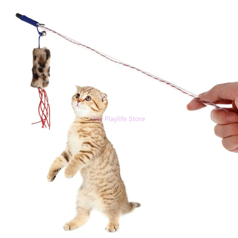 Cat Teaser Stick Plush Tassel Toys Pet Kitten Interactive Colorful
