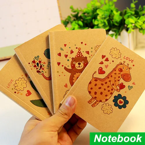 

4 pcs/Lot Kraft paper cover notebook Portable diary book Vintage zakka books caderno stationery material School supplies 6655