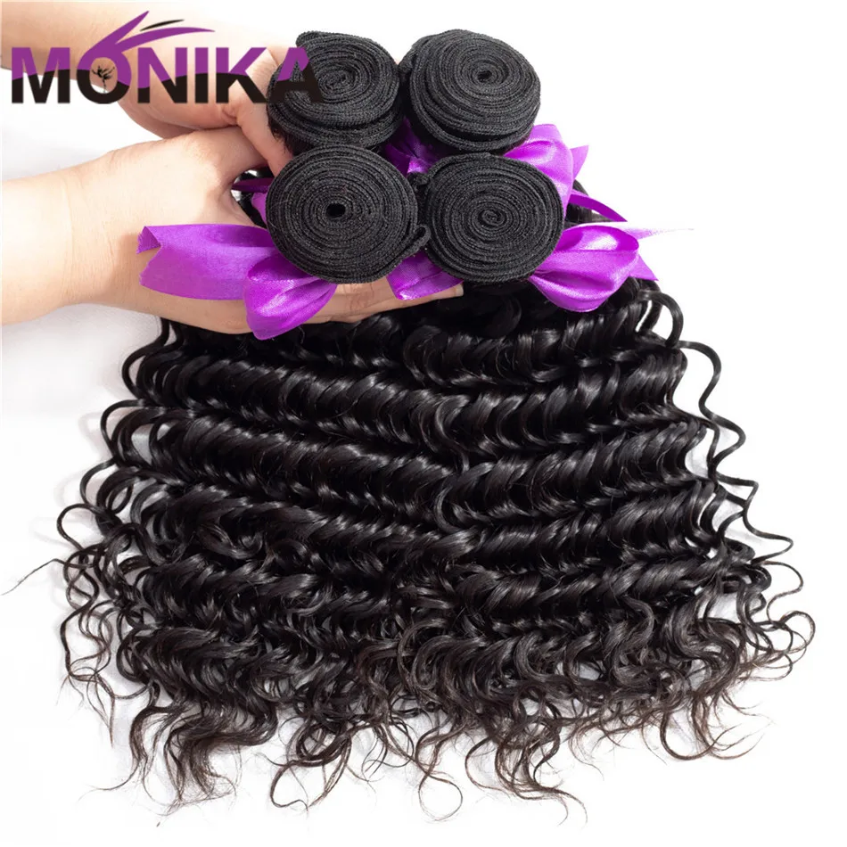 

Monika Deep Wave Bundles Cambodian Hair Bundles Natural Color Human Hair Weave Bundles Non Remy Hair Extensions 1/3/4 Bundles