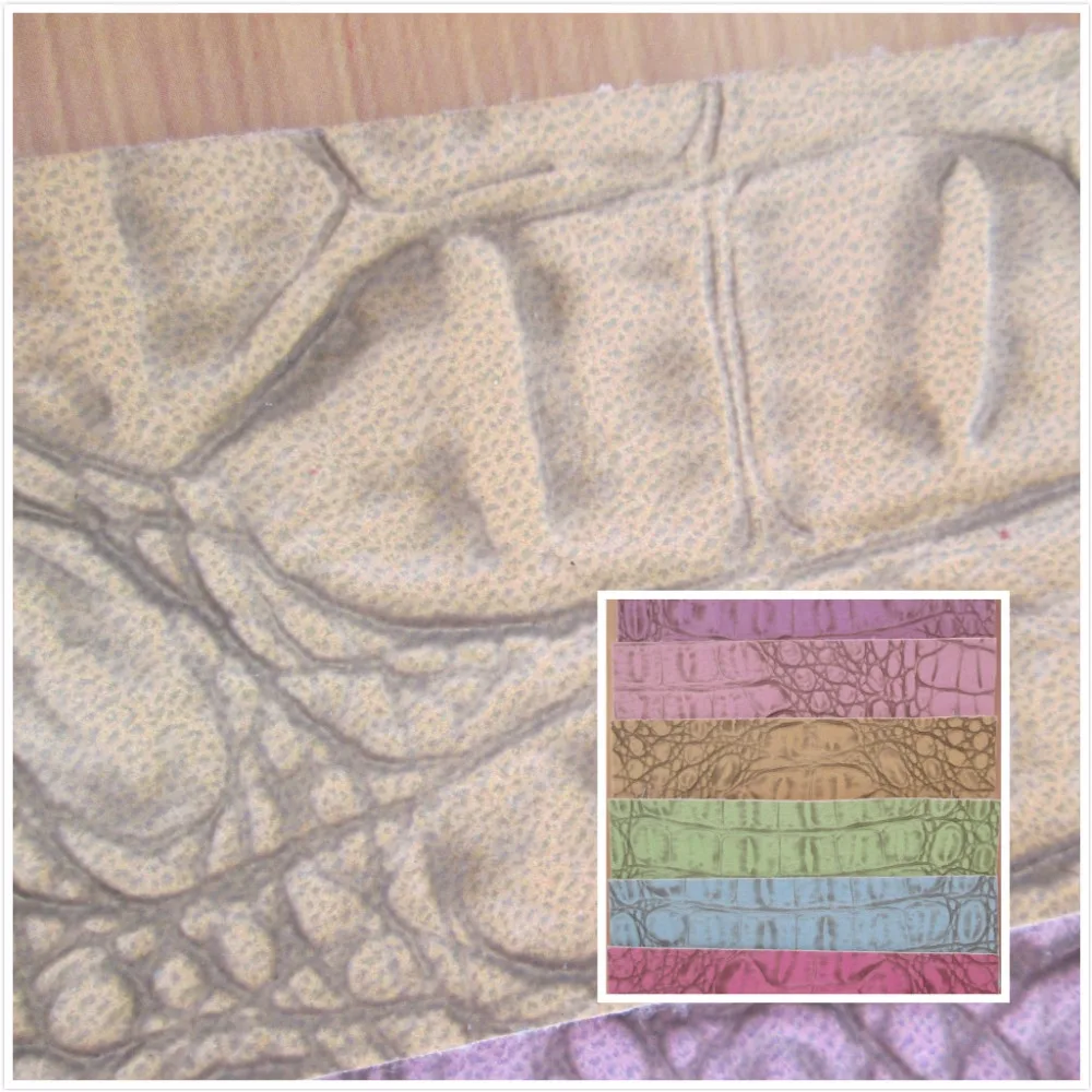 

NEW! High quality crocodile grain toughness faux leather fabric PVC synthetic leather 9 color textile fabric for bag belt