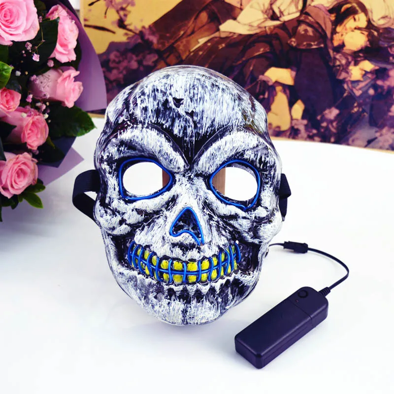 EL Flashing Mask LED masks Horror Skull Face Cover Halloween Props Haunted House Decoration Masquerade Props Mask Cool Available