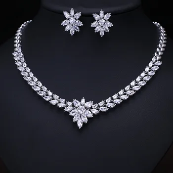 

Nickel Free Women Nigeria Trendy Pure Cubic Zircon Flower Jewelry Sets for Wedding