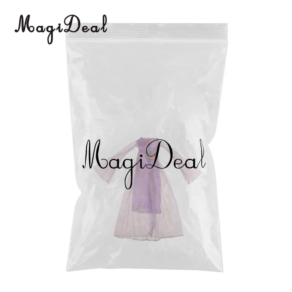12 inch Doll Dresses Elegant Lady Long Sleeves Dancing Dress Sequined  Evening Dress Clothes for Blythe Doll Accessories Purple
