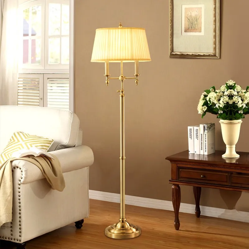 Nordic design copper floor lamp middle east gold vertical stand light hotel restaurant living room bar office bedroom lighting