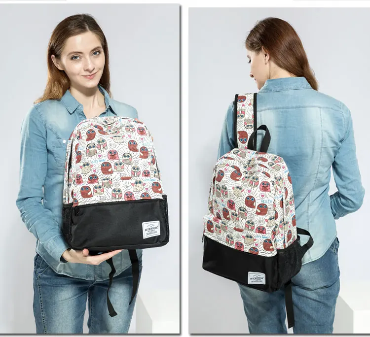 Miyahouse, высокое качество, милый рюкзак для девочек-подростков с принтом совы, Мультяшные школьные сумки, женские холщовые рюкзаки для путешествий, Mochila