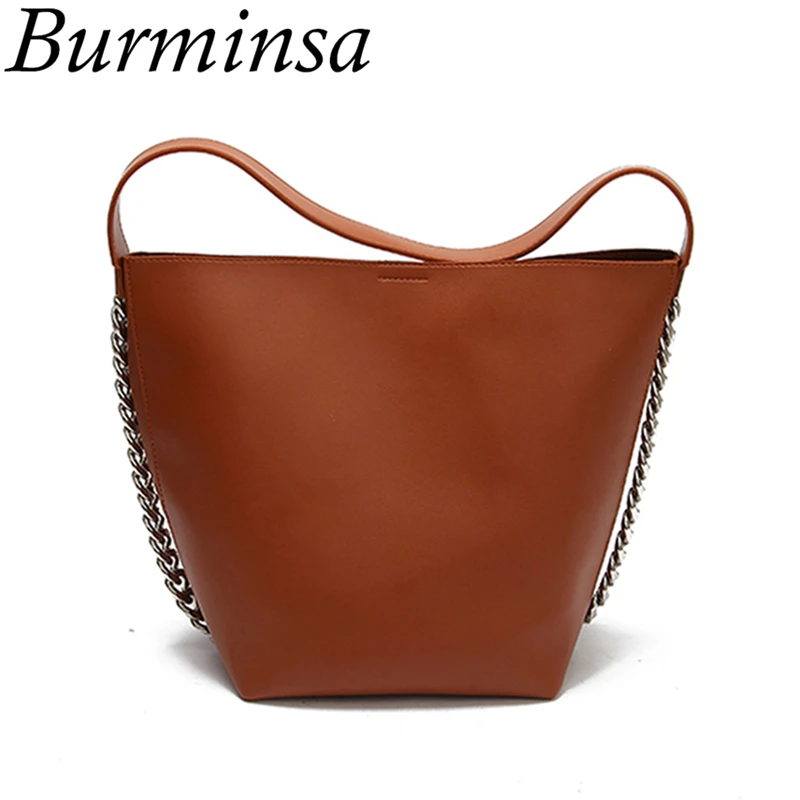 

Burminsa Bucket Women Shoulder Bags Large Capacity Chain Female Handbags High Quality PU Leather Tote Bags Designer Shopper Bags