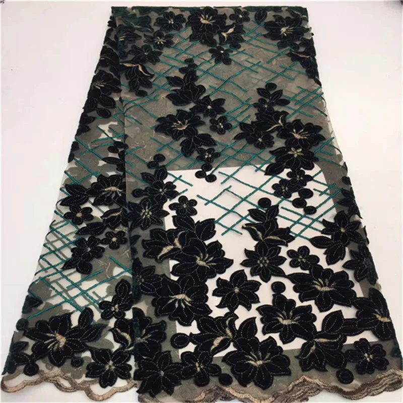 

2019 New Design African Velvet Lace Fabric High Quality France Mesh Lace Fabric For Wedding Dress Bridal Nigerian Lace Fabrics