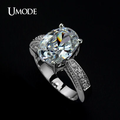 UMODE Big Oval-cut 5ct Egg Shaped Cubic Zirconia Cubic Zirconia Finger Ring UR0004