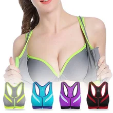 50 шт./лот, женские спортивные бюстгальтеры на молнии, пуш-ап, ударопрочное нижнее белье, укороченные топы, для бега, спортзала, фитнеса, бега, йоги, мягкая рубашка