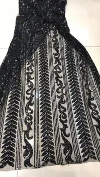 

embroiderd lace fabric Jolin-12.2518 with sequins beautiful Nigerian sequins lace fabric for party dress