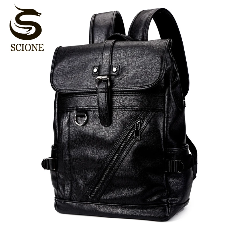 

Men's Backpack PU Leather School Bag Waterproof Collge High School Backpacks for Teenage Girls Male Laptop Backpack Travel Bags
