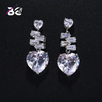 

Be 8 New Big Cubic Zirconia Heart Drop Dangle Earrings Popular Crystal Drop Earring for Wedding Dress Fashion Jewelry E392