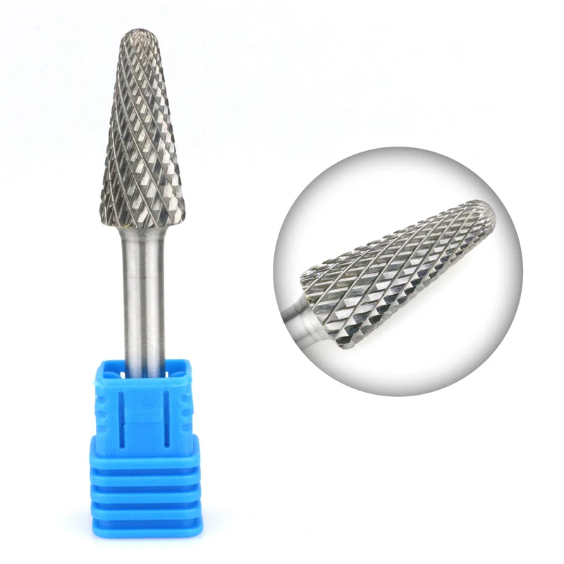 Tungsten Carbide Burr File 1/2 Inch Head with 1/4 Inch Shank Metalworking Drilling Polishing Bur Bit for Rotary Die Grinder