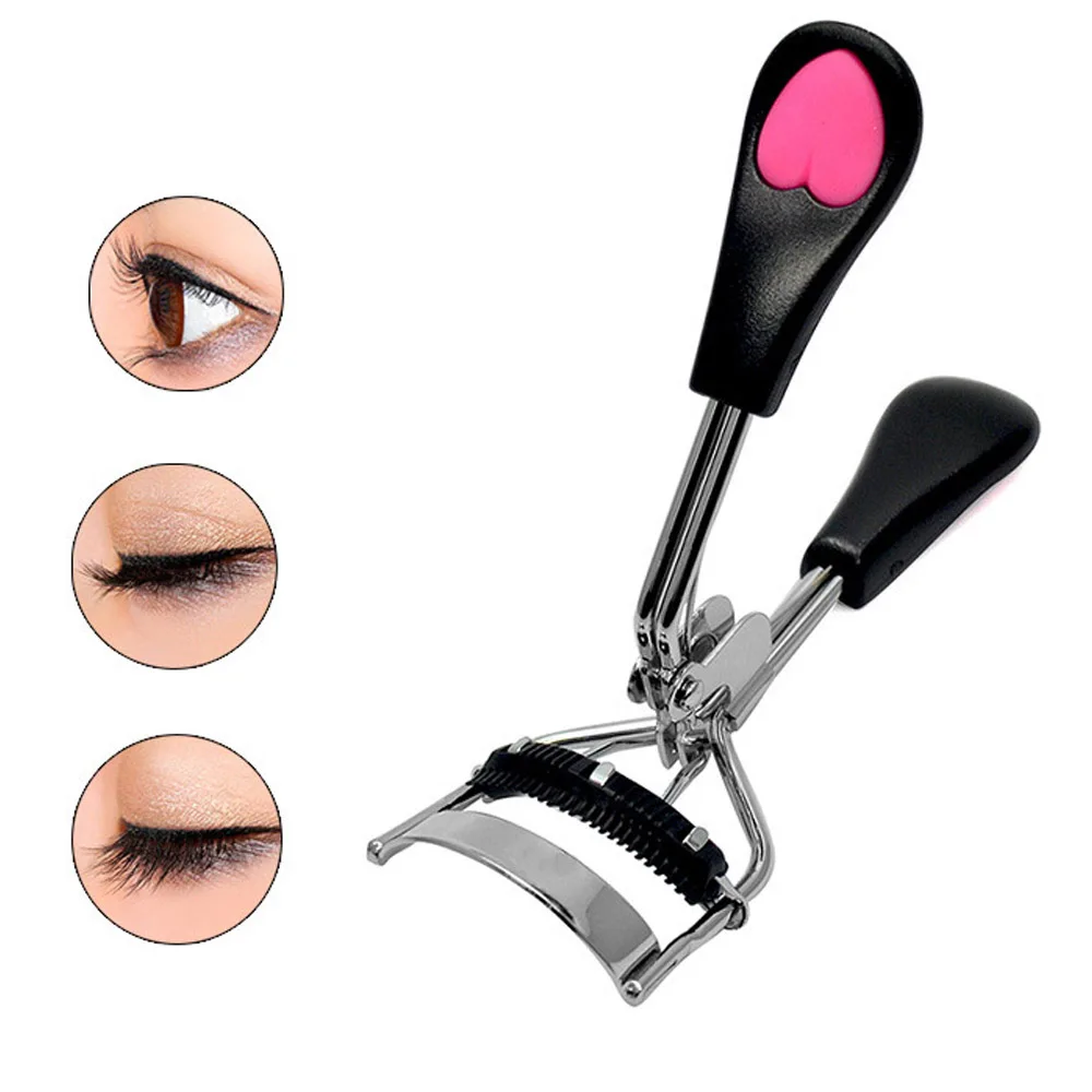

Fashion Women Makeup Eyelash Curler Black Grip handle with peach heart false eyelashes curling tweezers Delicate tools BR016