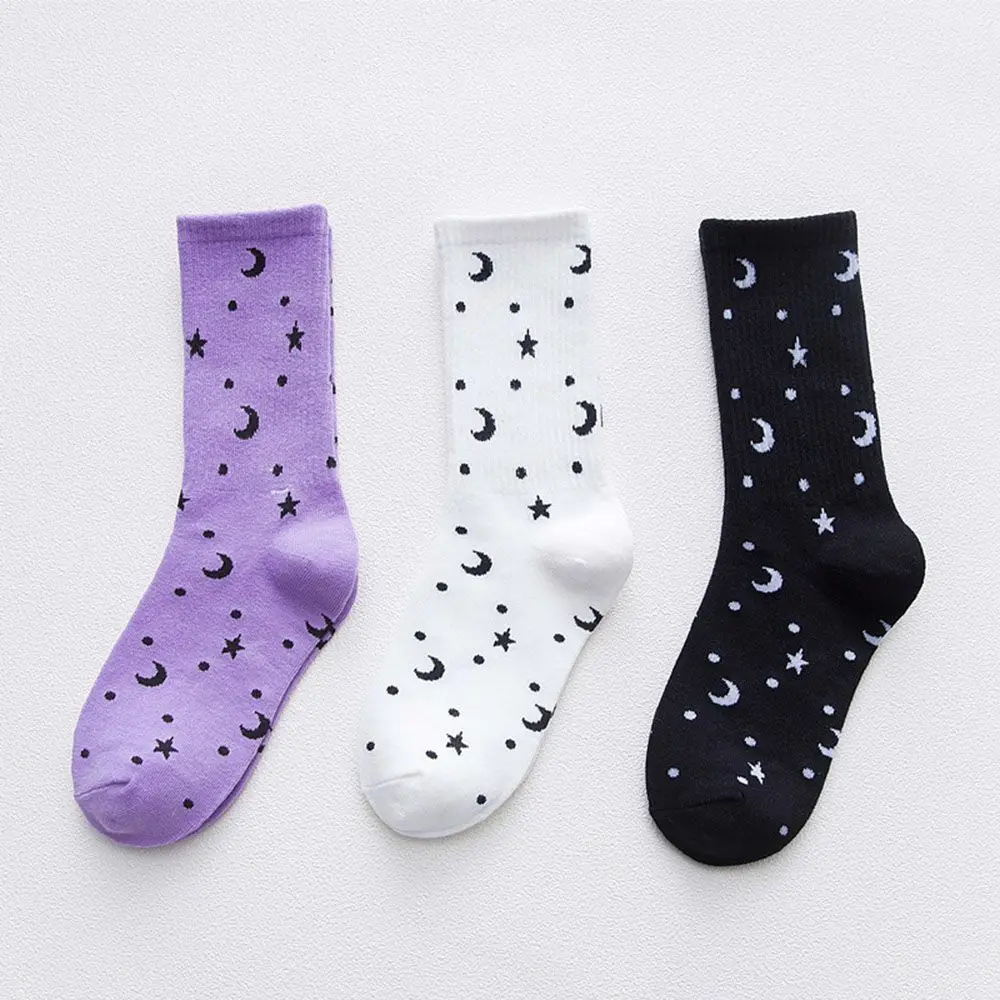 

1 Pair Fashion Women Socks Moon Star Pattern Harajuku Cotton Sock Winter Autumn Warm Socks Streetwear Dropship Hot Sale
