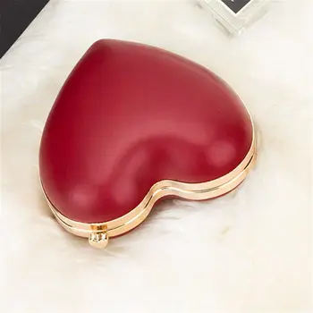 

LJL Female Clutch Love Gift Bag Evening Party Red Heart Handbag Dinner Mini Chain