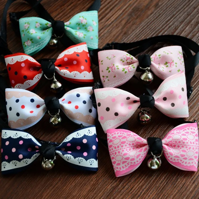

15 Colour 2018 Newest Adjustable Small Pet Dog Accessories Cute Bow Bells Puppy Cat Tie Necktie Pet Grooming Collars