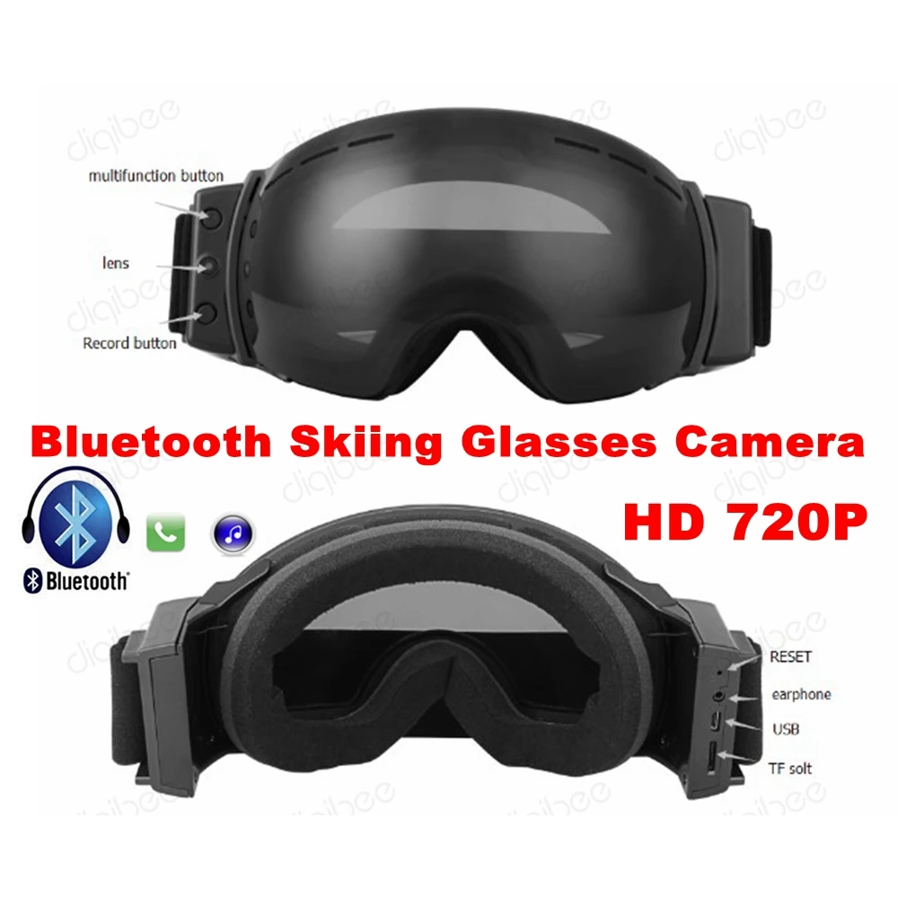 2017 الجديدة outdoor الرياضة dv hd 720 وعاء anti uv مكافحة الضباب الثلج تزلج نظارات التزلج نظارات الكاميرا الذكية نظارات بلوتوث سماعة