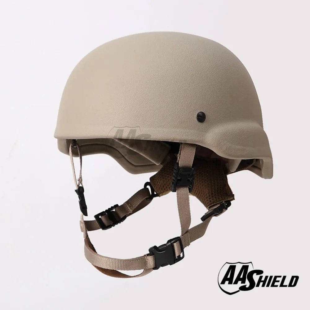 

AA Shield Ballistic MICH Tactical Teijin Middle Cut Helmet Color Tan Bulletproof Aramid Safety NIJ Level IIIA Military Army