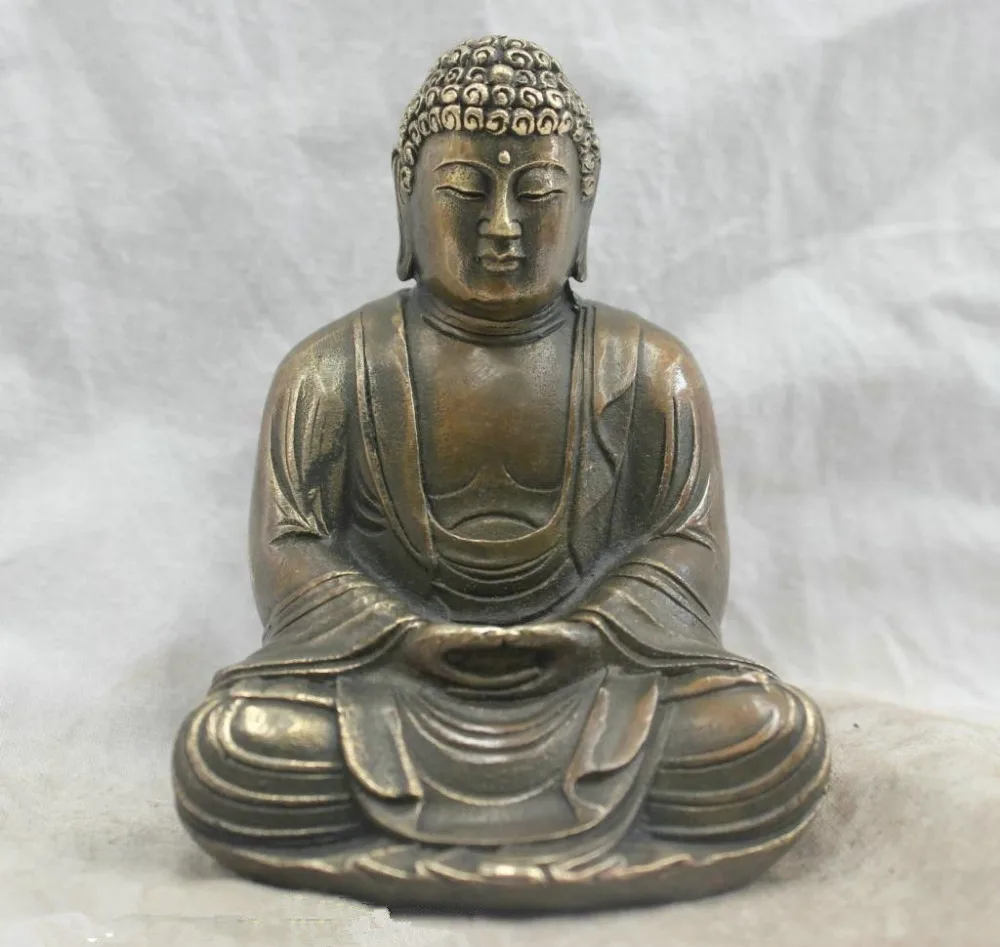 

Folk Culture Handmade Brass Bronze Statue Sakyamuni Buddha Sculpture 10cm Height Garden Decoration 100% real Brass Bronze