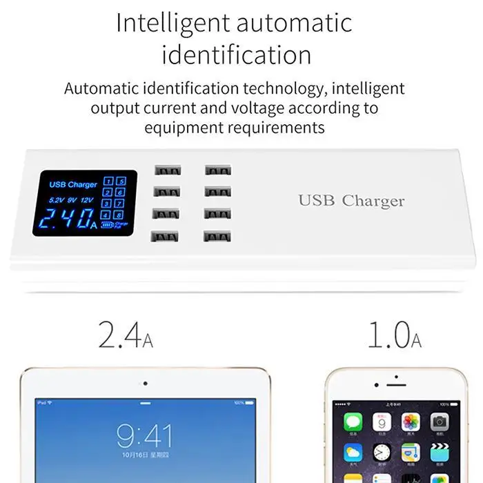 Многоразъемное Зарядное устройство USB с интеллигентая (ый) светодиодный индикатор питания дисплея адаптер