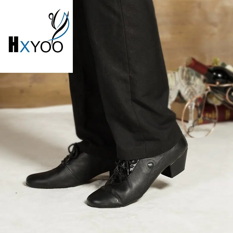 HXYOO 2017 New Model Black Men Latin font b Dance b font Shoes Ballroom Shoes Salsa