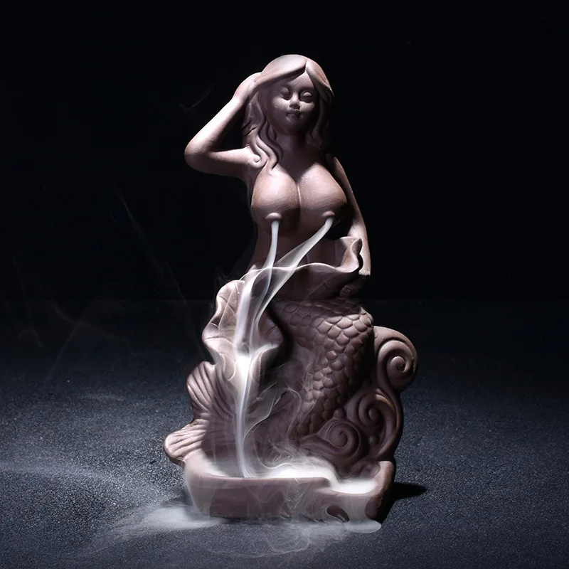 

Backflow Incense Beauty Fish Ceramics Burner Holder Sandalwood Censer Crafts Decoration Aromatherapy Home Officer Decoration
