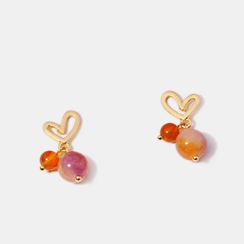 Fashion 2019 Female Love Heart Beads Earrings Heart-Shaped Pendant Jewelry Stud | Украшения и аксессуары