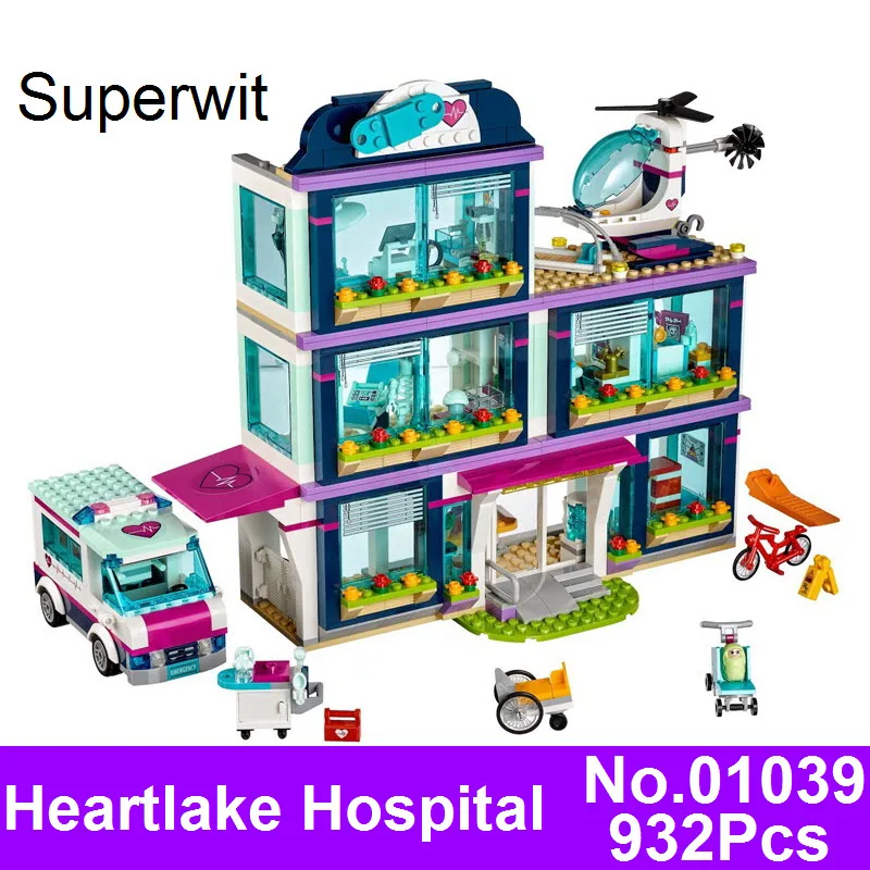 Superwit New Lepin 01039 932pcs Girl Friends Series City Heartlake Hospital Building Blocks Bricks Compatible 41318