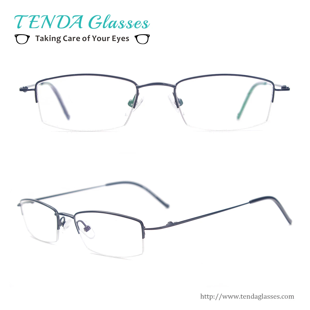 

Classic Metal Half Rim Rectangle Spectacles Men Eyeglass Frame For Clear Lenses Myopia & Reading Glasses