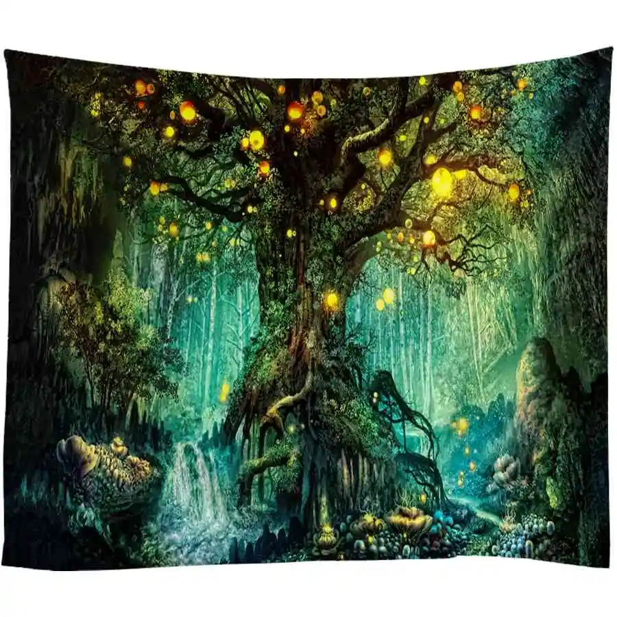 Clear River Wood Path Print Wall Tapestry Psychedelic Tree Hole Home Decor Wall Hanging for Living Room Bedroom Boho Tapestries - Color: SL016