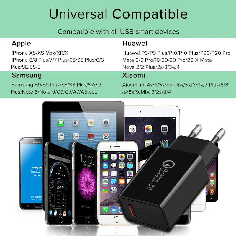 SUPTEC USB зарядное устройство супер быстрая зарядка для iPhone X 8 Xiaomi Quick Charge 3,0 зарядное устройство для мобильного телефона адаптер для samsung S9 huawei