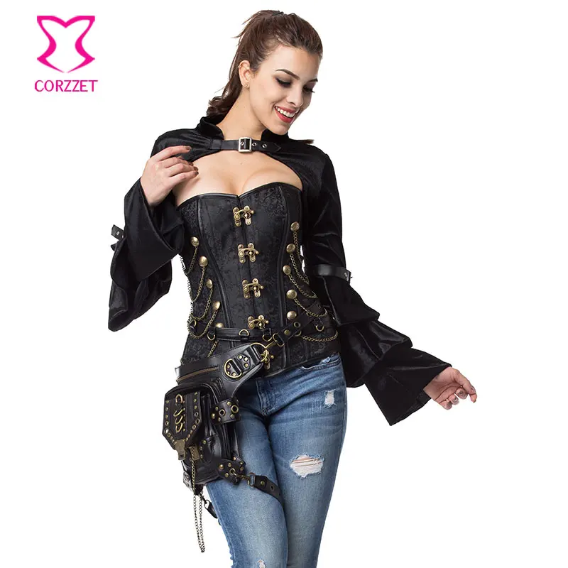 gothic steel boned overbust corset halloween costumes burlesque corsets and bustiers steampunk clothing korsett for women - Bustier Halloween Costumes gothic steel boned overbust corset halloween costumes burlesque corsets and bustiers steampunk clothing korsett for women - Bustier Halloween Costumes