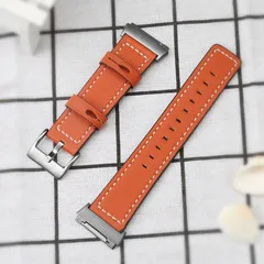 Натуральная кожа заменить Мужские t Аксессуары Ремни Для Fitbit Ionic Смарт фитнес часы для женщин мужчин черный оранжевый - Цвет: Orange