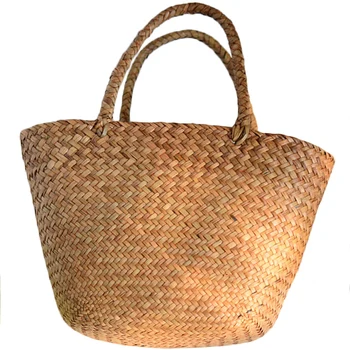 

Casual Straw Bag Natural Wicker Tote Bags Women Braided Handbag For Garden Handmade Mini Woven Rattan Bags