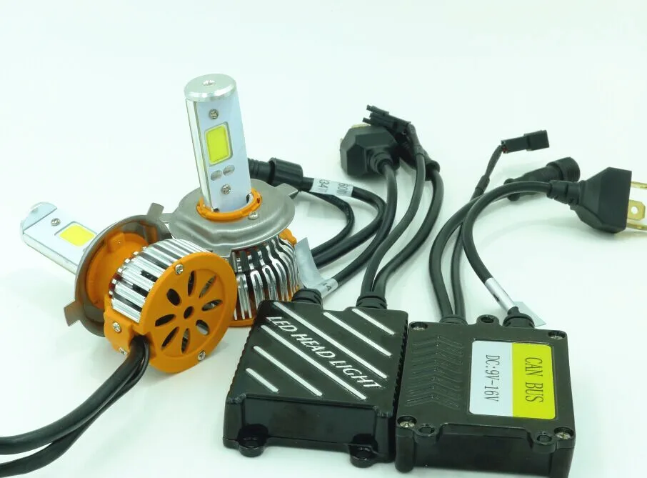 One Set Error Free Canbus 48W 6000LM COB LED H4 Hi/ Lo Beam Headlight Conversion Kit 6000k White 9003 HB2