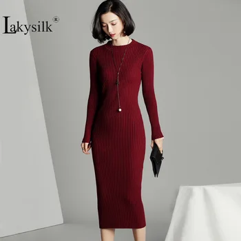 

Elegant Knitted Sweater Dress Women Autumn Turtle Neck Female Wine Sweater Dresses Sexy Silm Solid Ladies Winter Vestidos S-XL