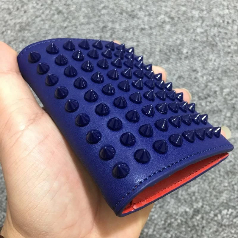 Hot Genuine Leather unisex Rivets Wallets Coin Pocket Zipper Real Men's Leather Wallet with Coin High Quality Male Purse cartera