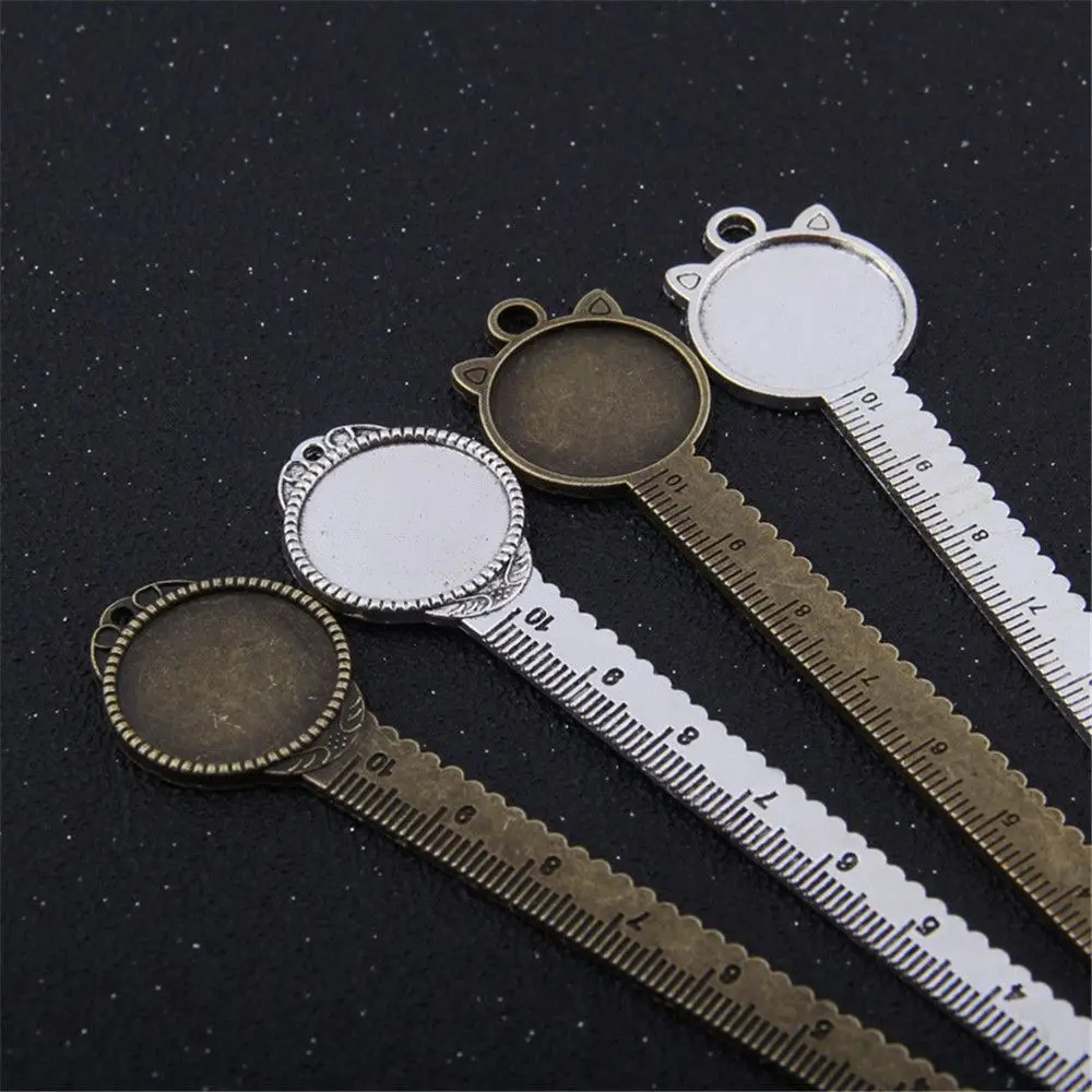 

1PC Vintage Metal Alloy Ruler 20mm Round Cute Cat Bookmark Stationery Shcool Students Measuring Tool Kids Gifts Office Supplies