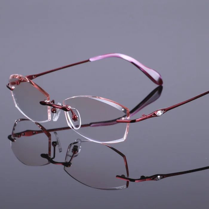 Очки Gafas, оправа для очков, алмазная резка для кромок, женские титановые очки, женские Украшения, оптические - Цвет оправы: red frame