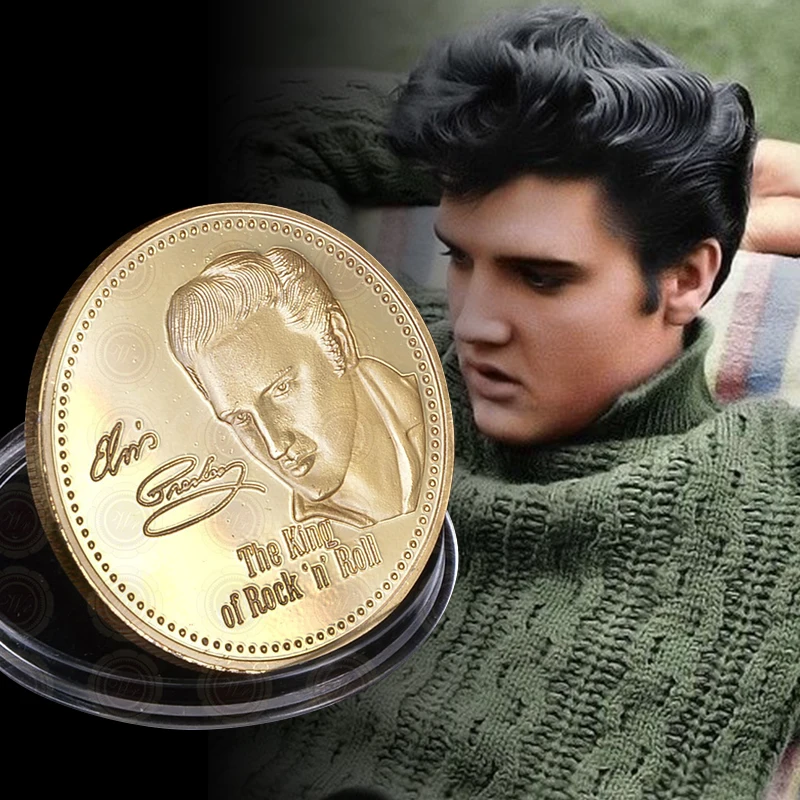 Высококачественная монета Elvis Presley 1935 1977 оптовая продажа обычная позолоченная