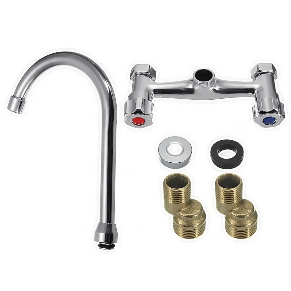 Billige Wand Waschbecken Wasser Waschbecken Mischbatterie Wasserhahn Kupfer Doppelgriff Einlochmontage Deck Montiert Badduschehahn